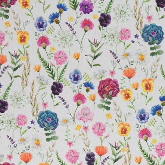 Canvas beige met kleurrijke bloemen